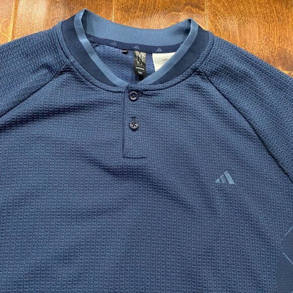 Adidas Athletic Monogram Print Navy Blue Running Workout Top Men's Size XL - Picture 2 of 9